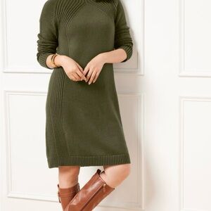 Talbots  Green mock neck Long Sleeve sweater dress Dress size small